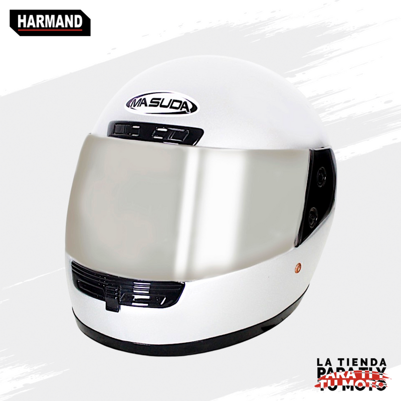 CASCO CERRADO MASUDA MSD-106 COLOR PLATA MICA POLARIZADA