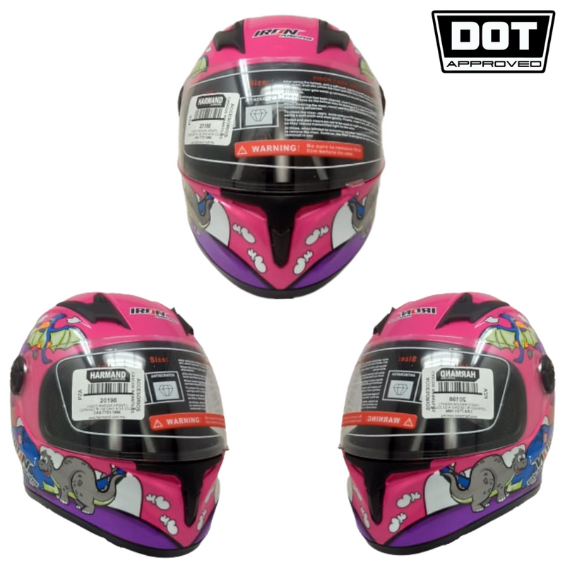 CASCO MASUDA INFANTIL CERRADO IR-109 DINO KIDS COLOR ROSA