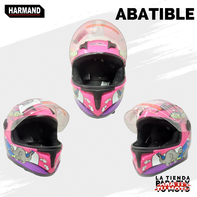 CASCO MASUDA INFANTIL CERRADO IR-109 DINO KIDS COLOR ROSA